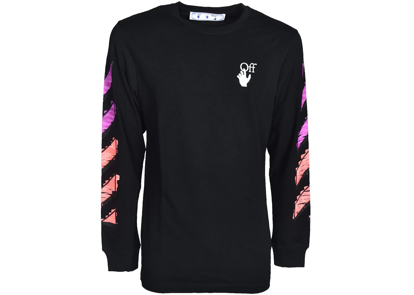 OFF-WHITE Diagonal Striped Marker Long Sleeve T-shirt Black Fuchsia