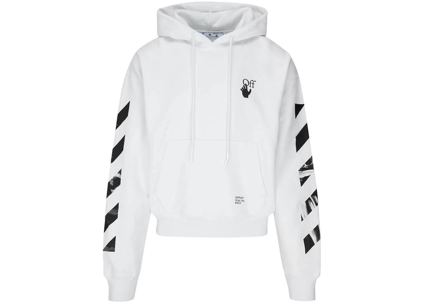 OFF-WHITE Diagonal Stripes Caravaggio Saint Jerome Writing Arrows Hoodie White/Black