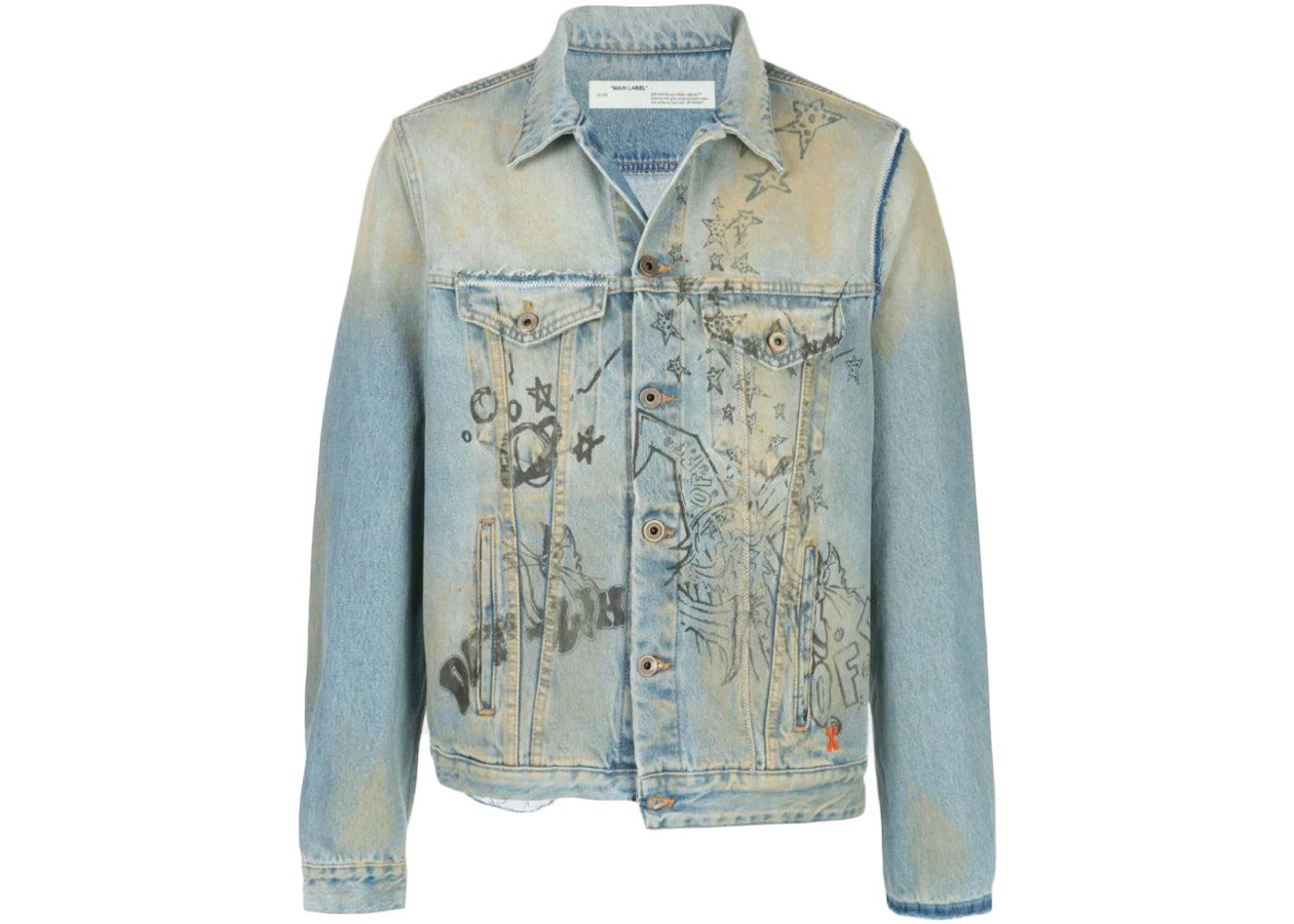 OFF-WHITE Distressed Denim Jacket Light Blue