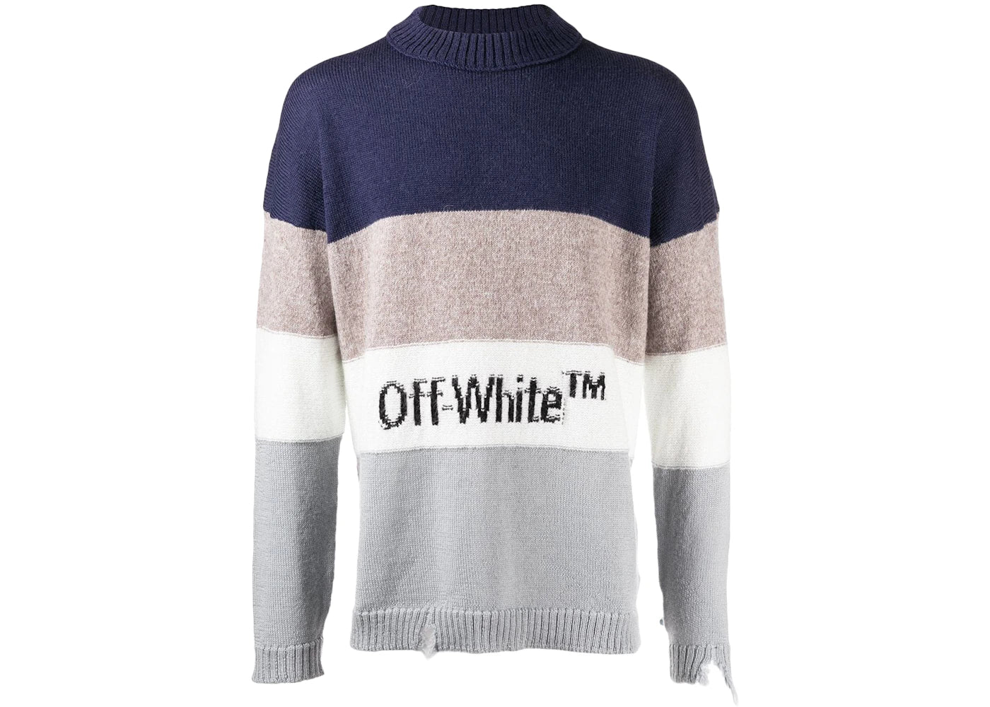 OFF-WHITE Distressed Striped Sweater Blue/Black