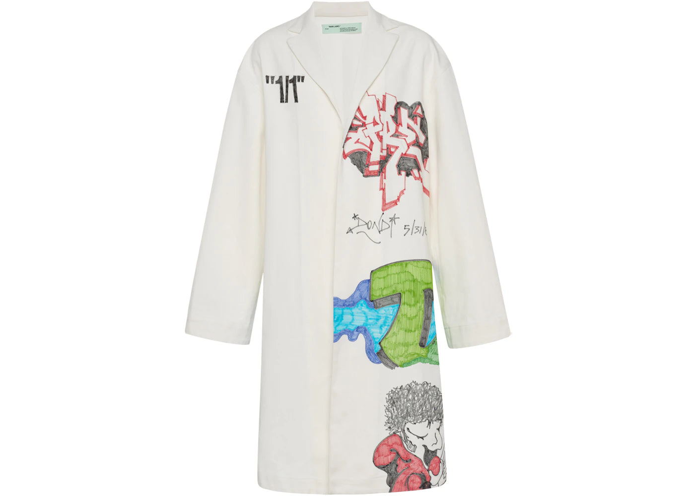 OFF-WHITE Dondi Graphic Print Coat White/Multicolor