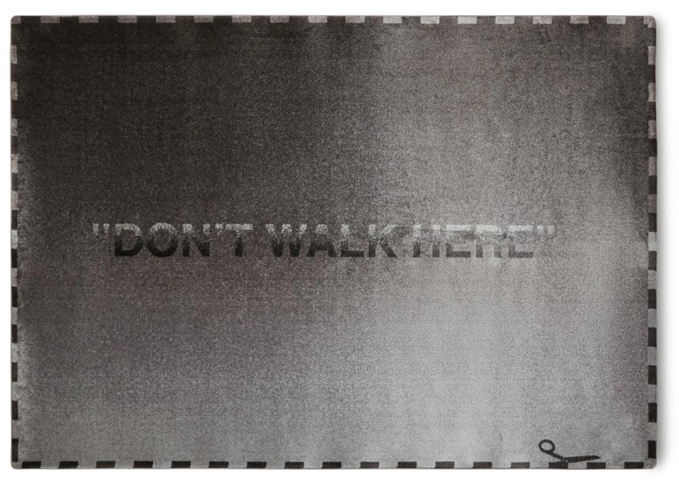 OFF-WHITE "Don't Walk Here" Sissor Cut Boarder Rug Grey