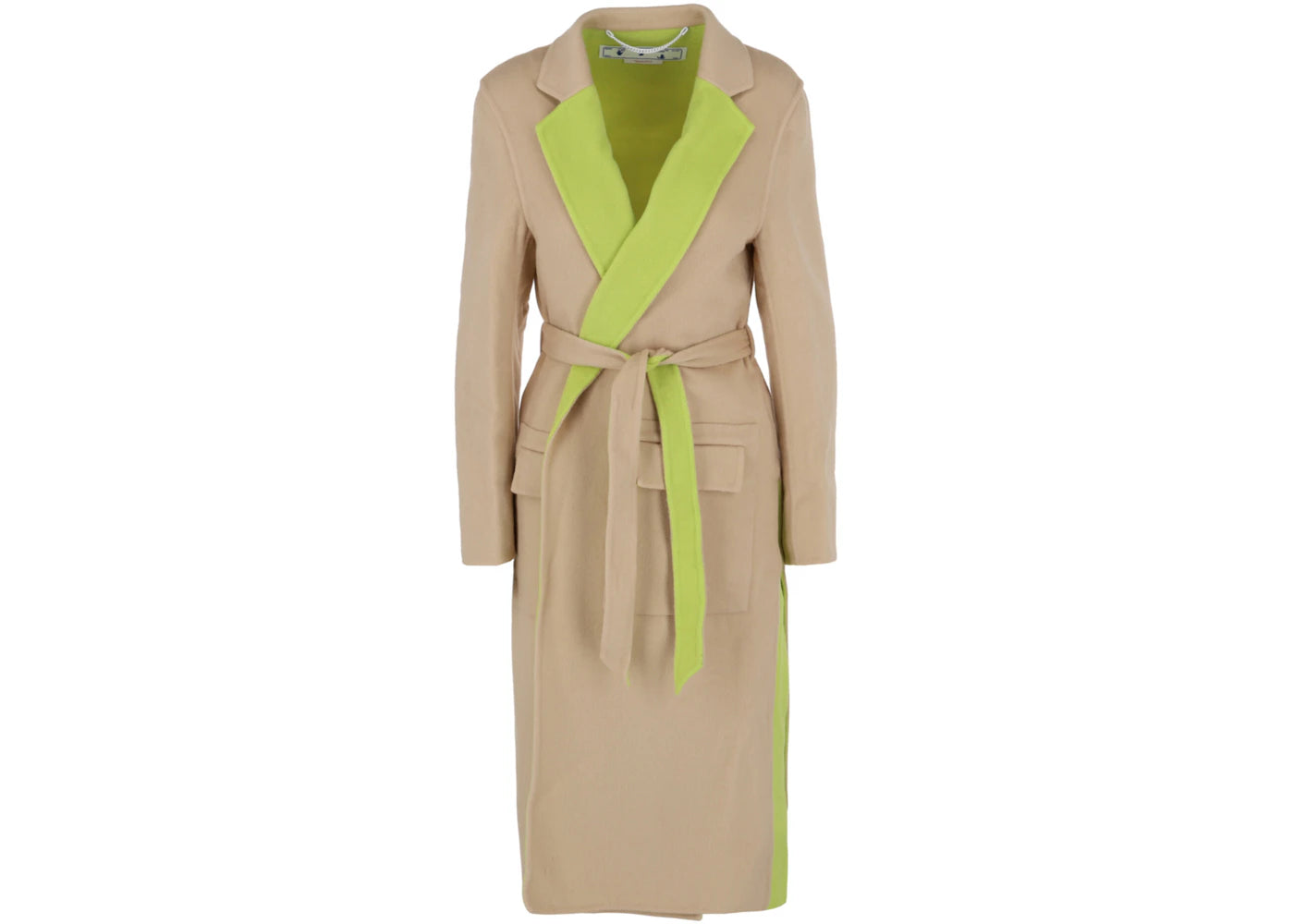 OFF-WHITE Double Wool Belted Coat Beige