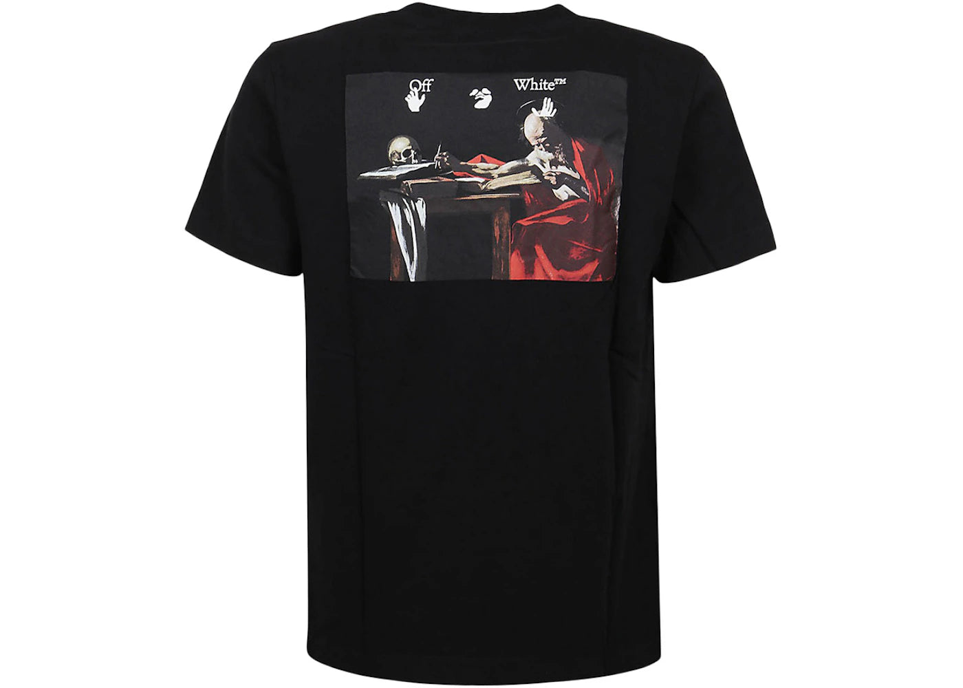 OFF-WHITE Drowning Man Logo Caravaggio Saint Jerome Writing Print T-Shirt Black/Multi