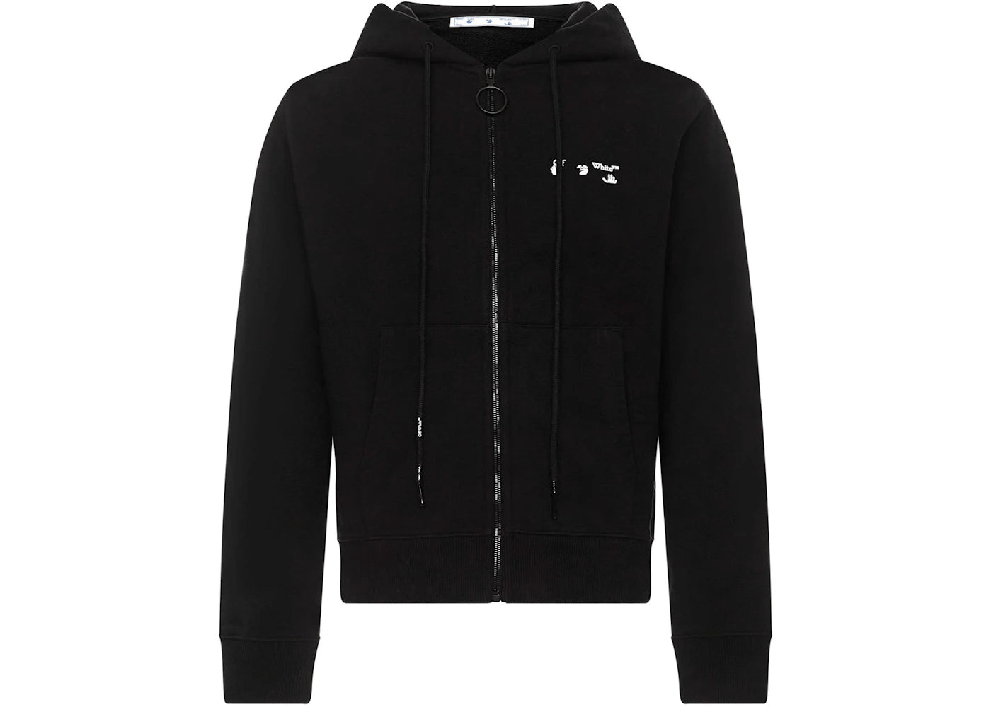 OFF-WHITE Drowning Man Logo Zip Up Hoodie Black