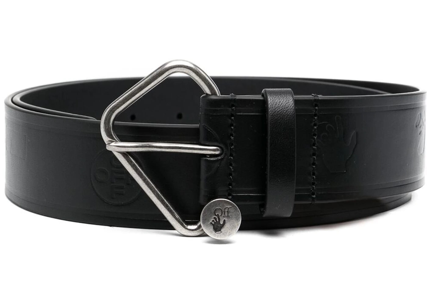 OFF-WHITE Embossed Leather Belt Black/Silver