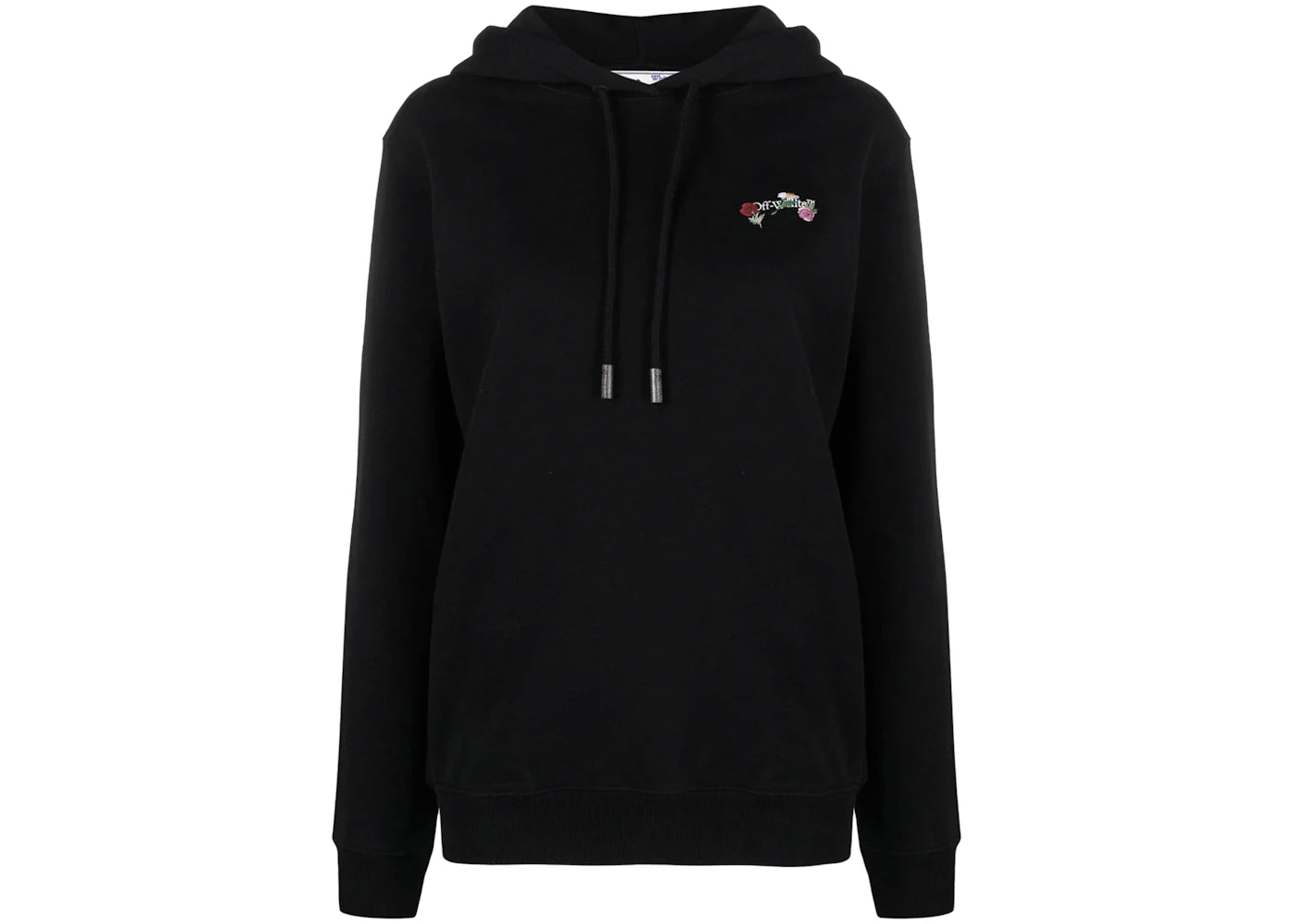 OFF-WHITE Embroidered Floral Arrow Hoodie Black