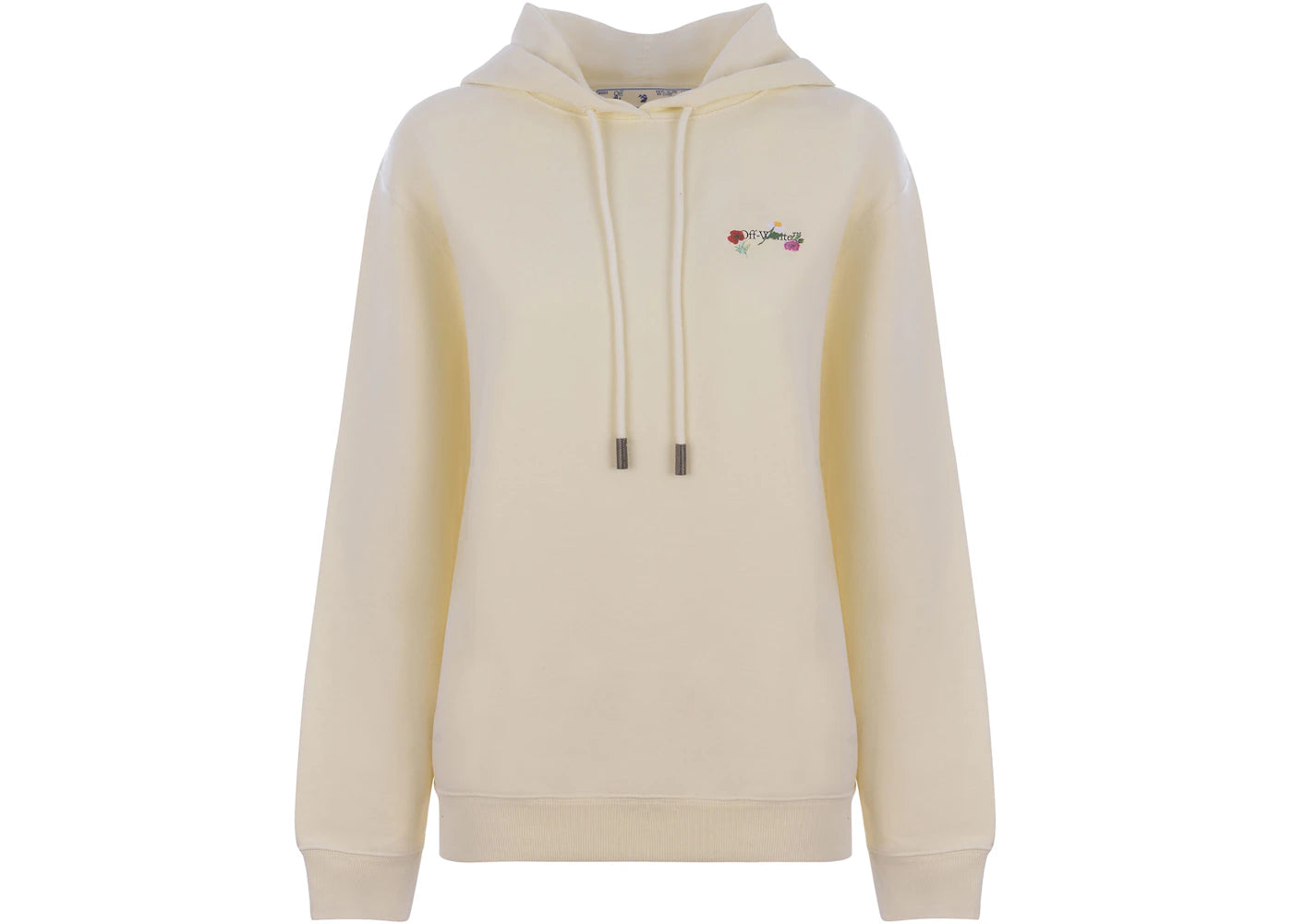 OFF-WHITE Embroidered Floral Arrow Hoodie Cream