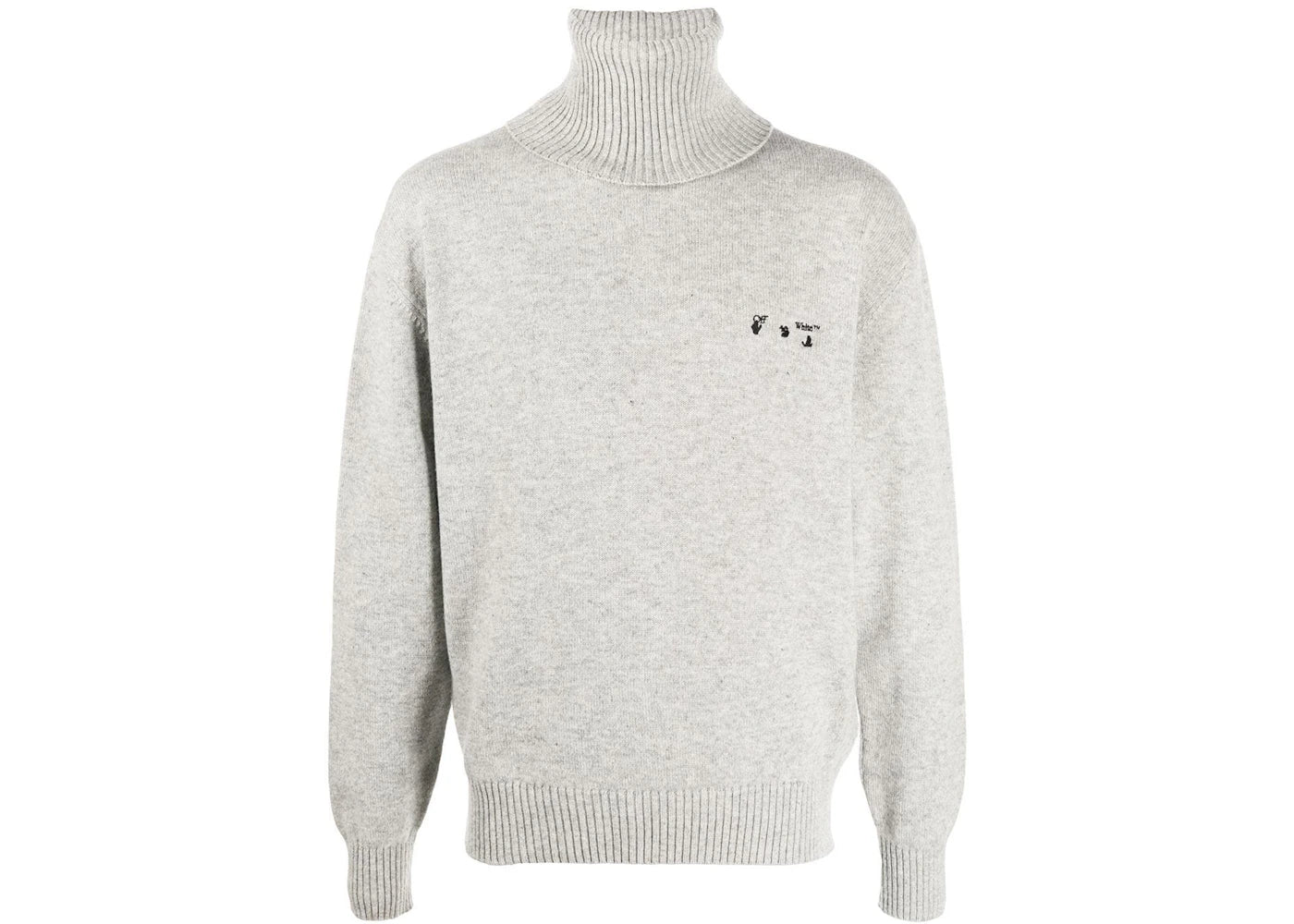 OFF-WHITE Embroidered Logo Turtleneck Sweater Grey/Black