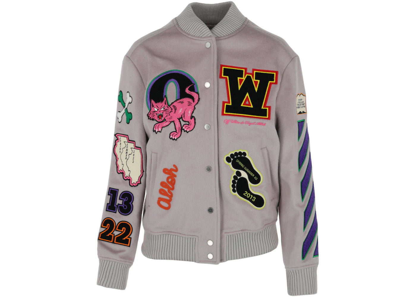 OFF-WHITE Embroidered Patches Varsity Bomber Jacket Multi