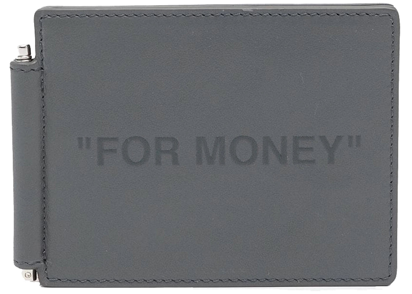 OFF-WHITE "FOR MONEY" Bill Clip Wallet Grey