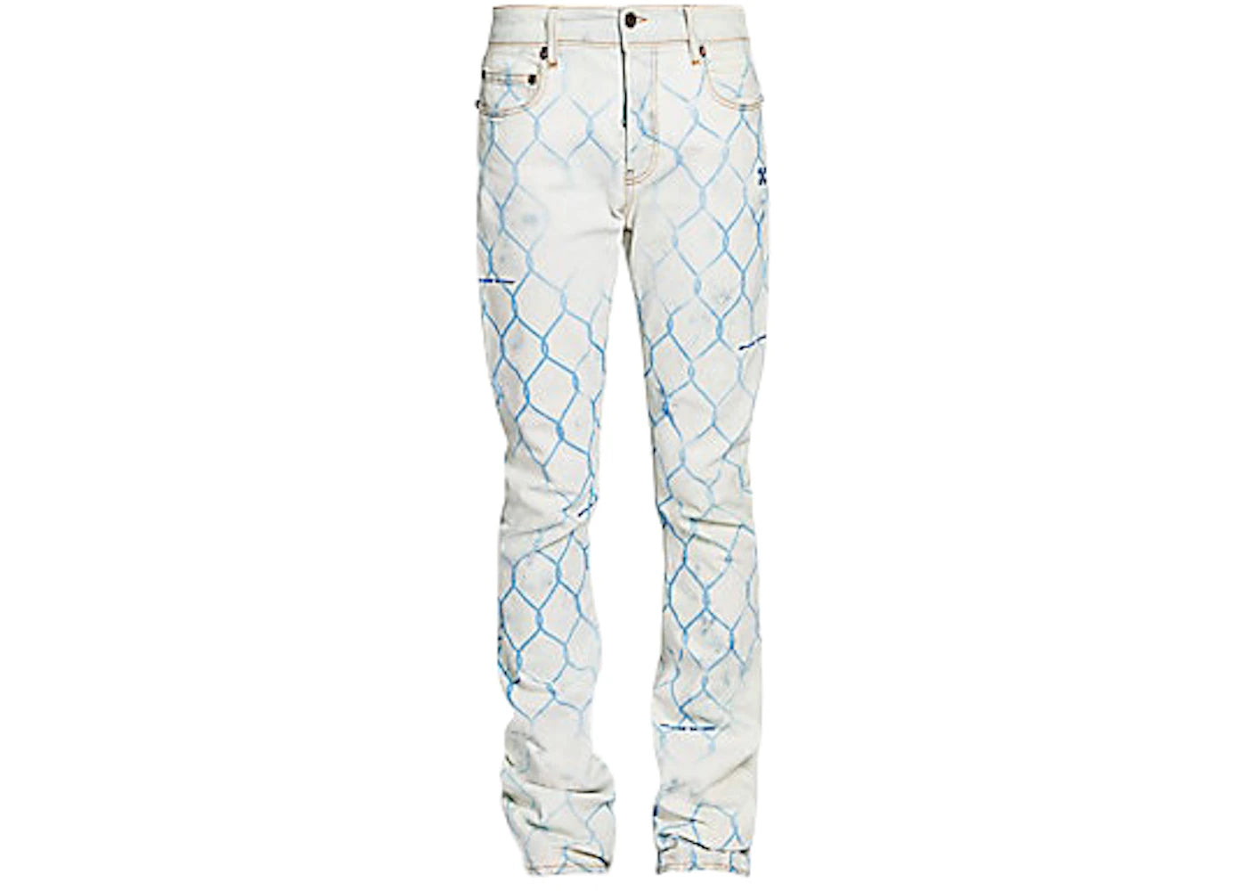 OFF-WHITE Fence Bleached Skinny Fit Denim Jeans Bleach/Light Blue