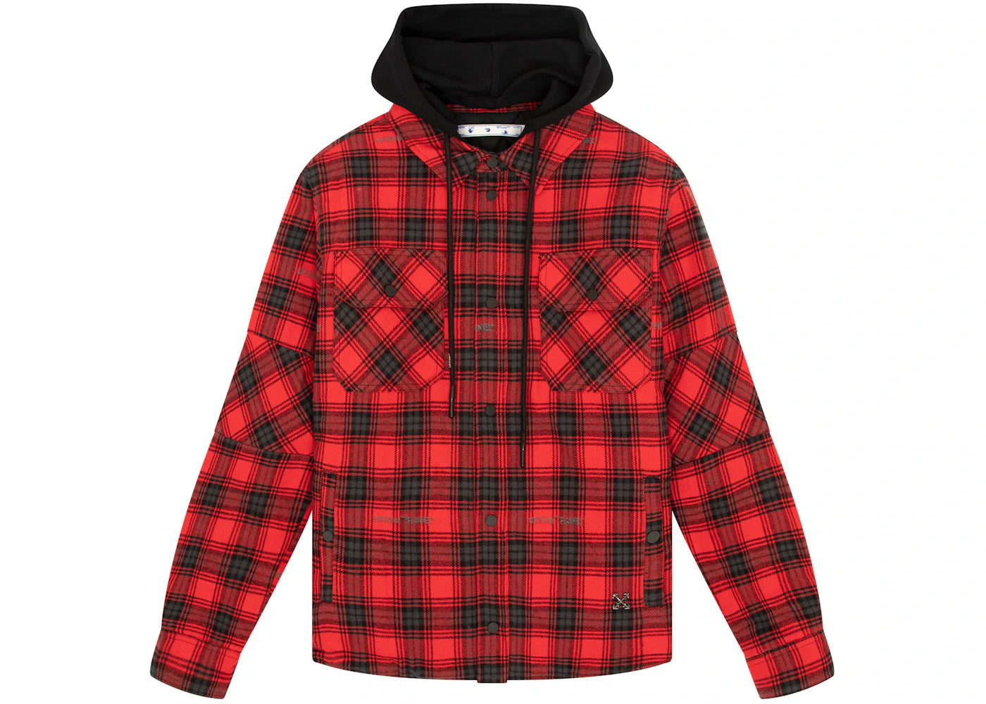 OFF-WHITE Flannel Hooded Jacket Red