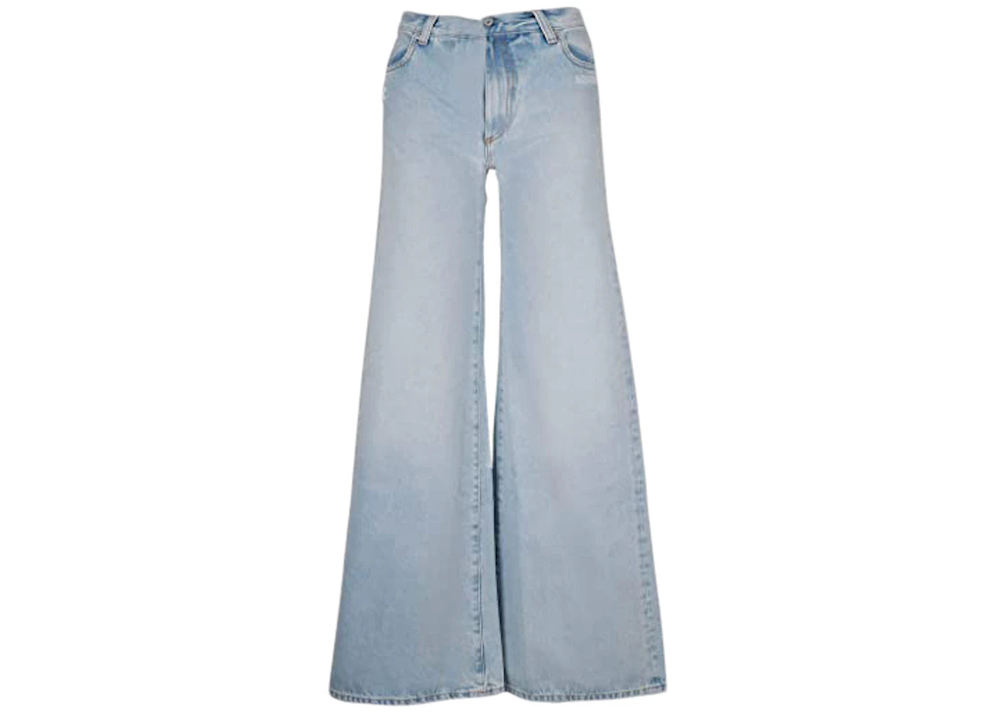 OFF-WHITE Flared Wide Leg Denim Jeans Light Blue