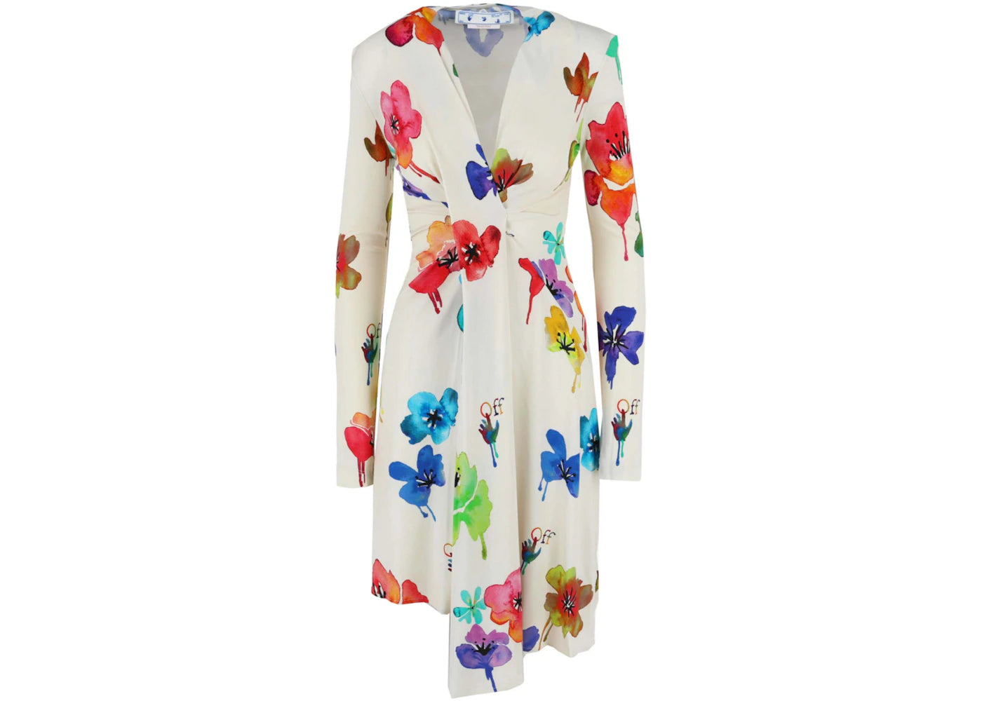 OFF-WHITE Floral Draped Midi Dress Multi