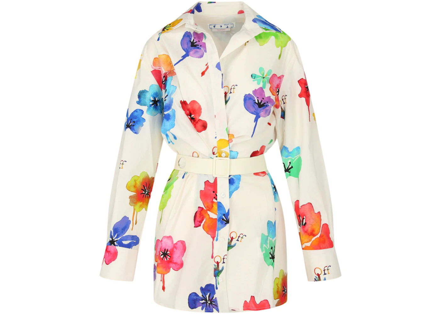 OFF-WHITE Floral Print Belted Dress Multi