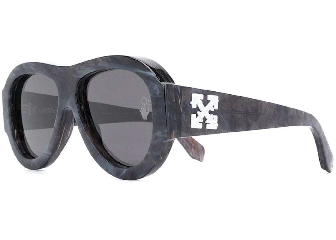 OFF-WHITE Frida Pilot Sunglasses Dark Grey Marble/White (OWRI020F20PLA0010700)