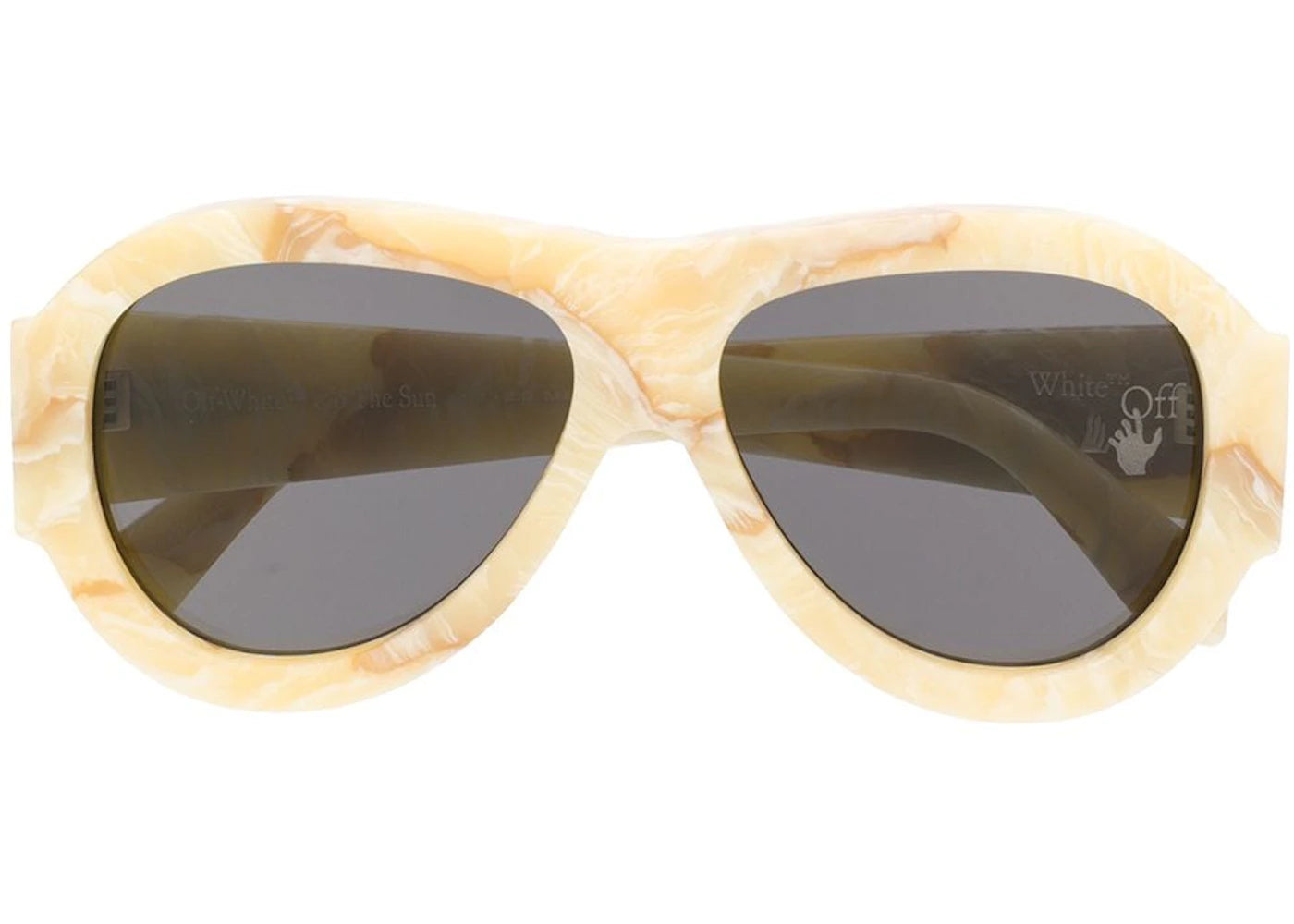 OFF-WHITE Frida Pilot Sunglasses Yellow Marble/White (OWRI020F20PLA0011800)