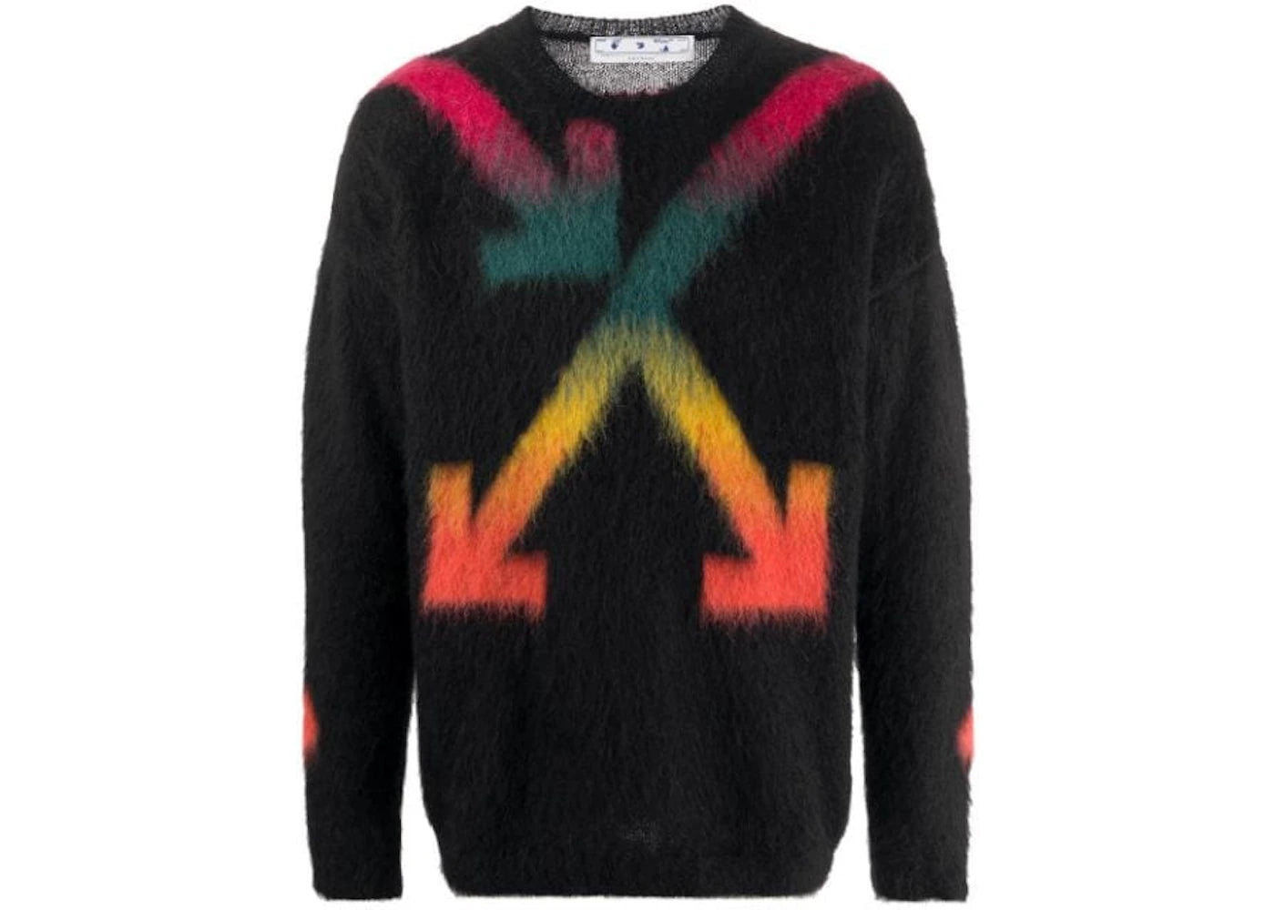 OFF-WHITE Fuzzy Arrows Knit Sweater Black/Rainbow