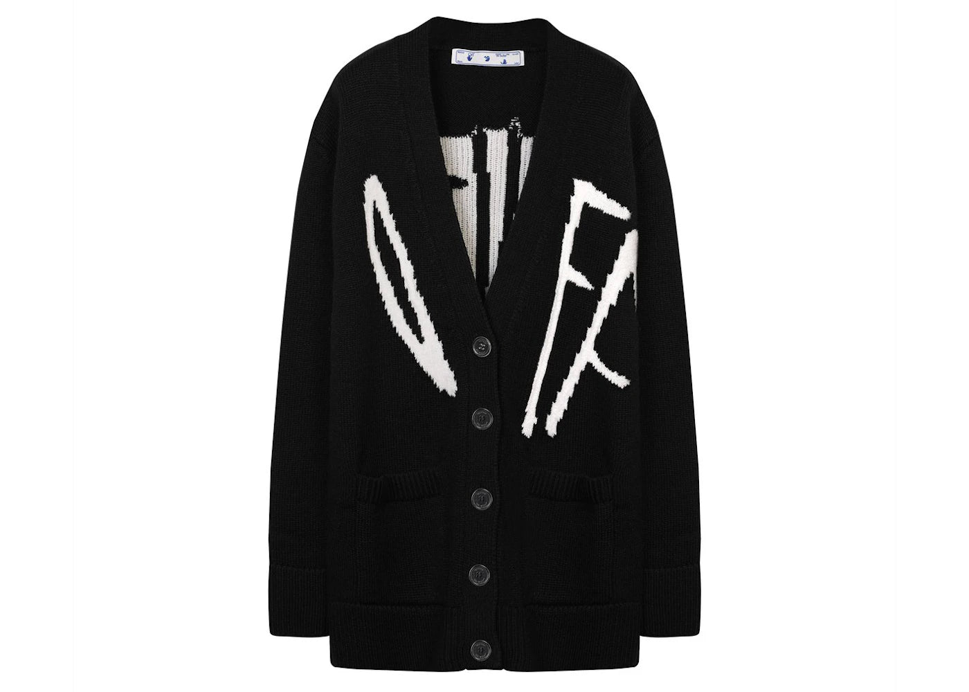 OFF-WHITE Graffiti V-Neck Cardigan Black