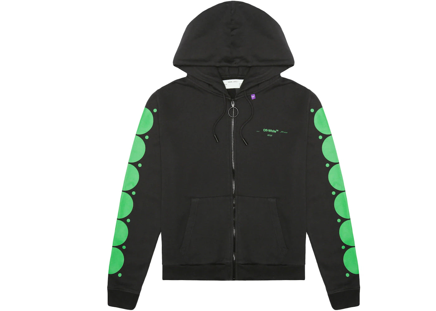 OFF-WHITE Green Dots Zip Hoodie Black