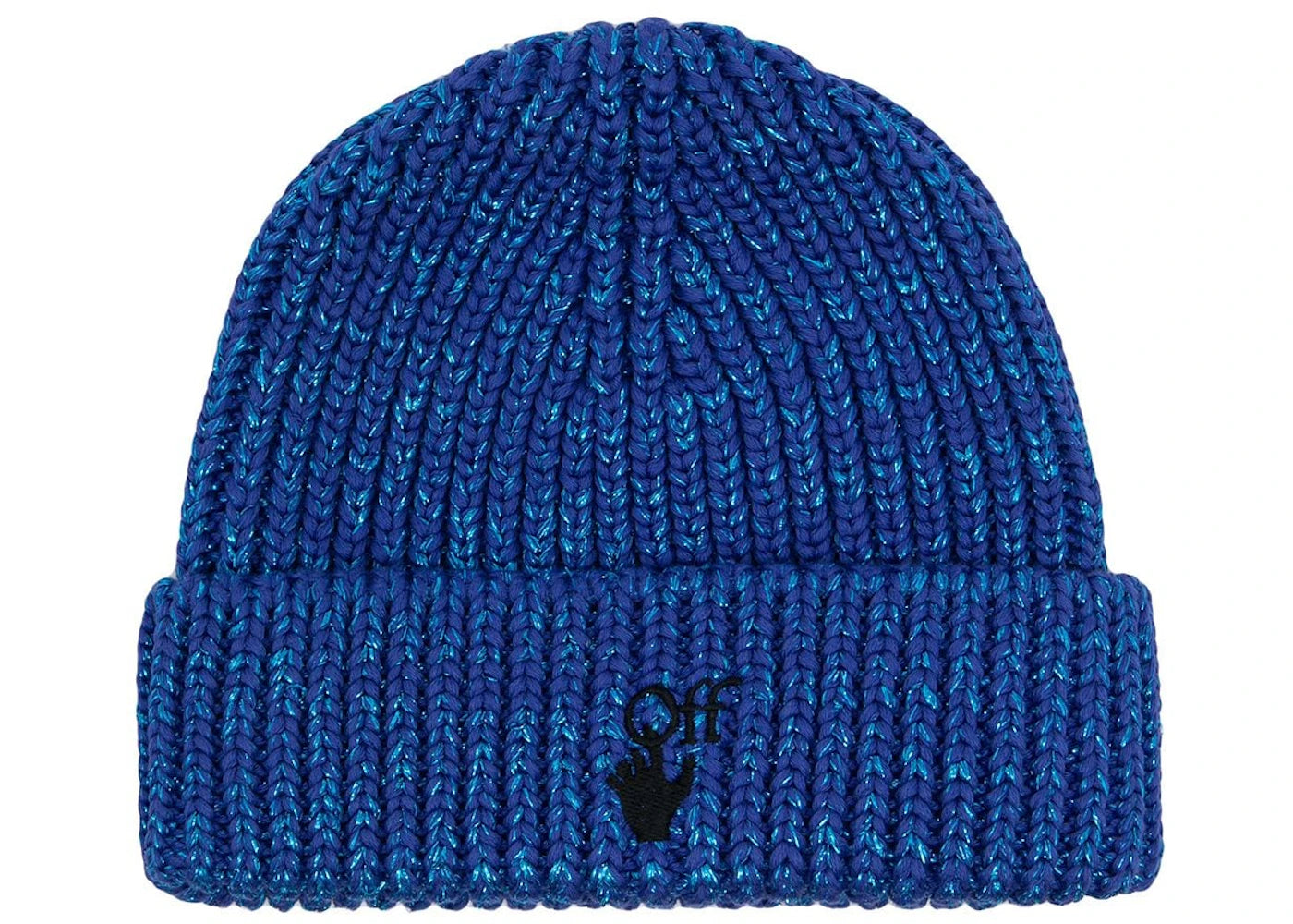 OFF-WHITE Hand Embroidered Ribbed Beanie Blue/Black