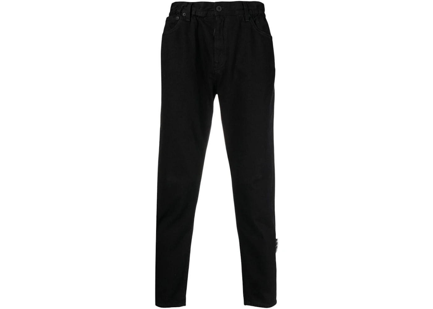 OFF-WHITE High Rise Cropped Straight Leg Jeans Black