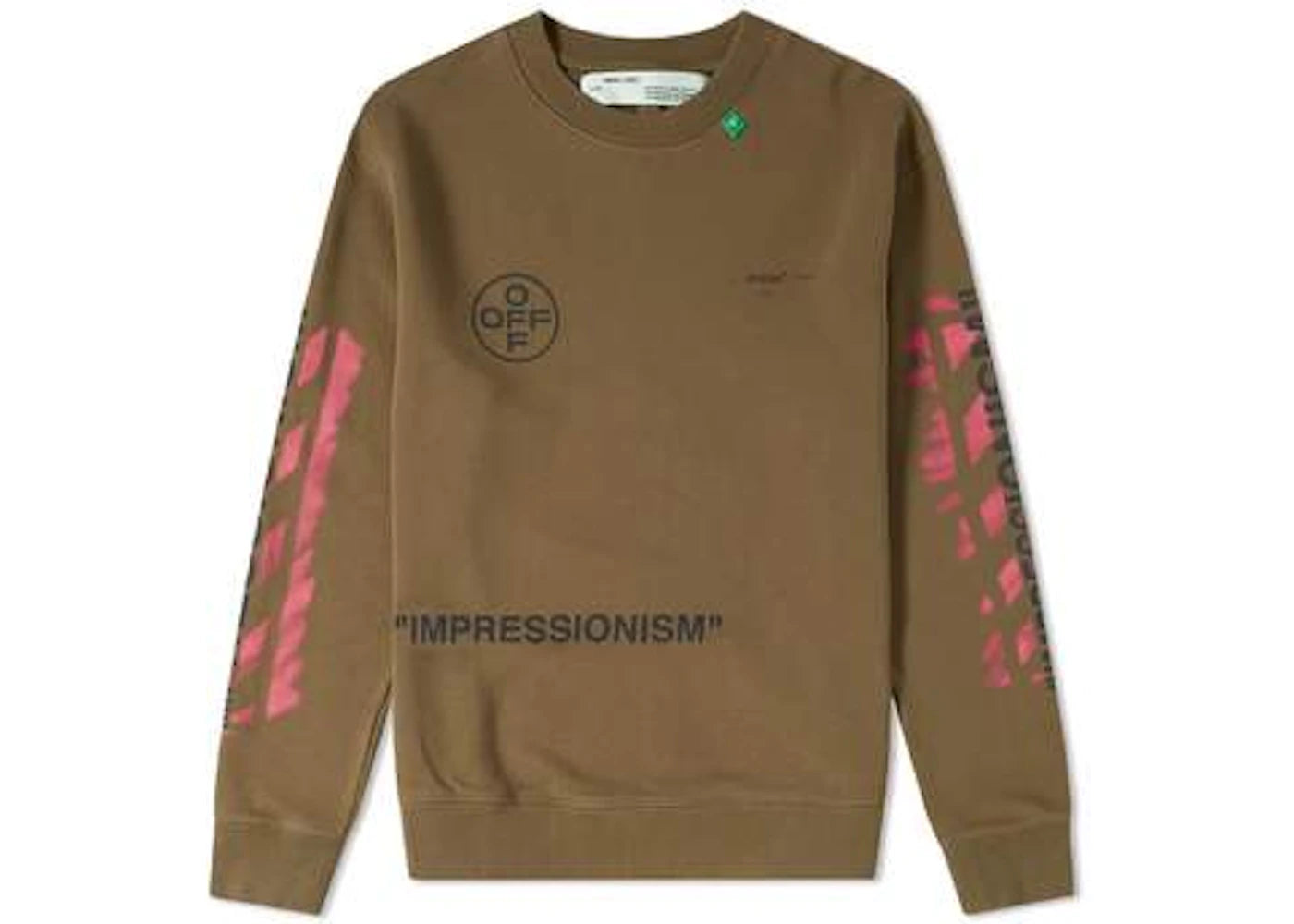 OFF-WHITE Impressionism' Diag Stencil Sweatshirt Army Green/Pink/Black