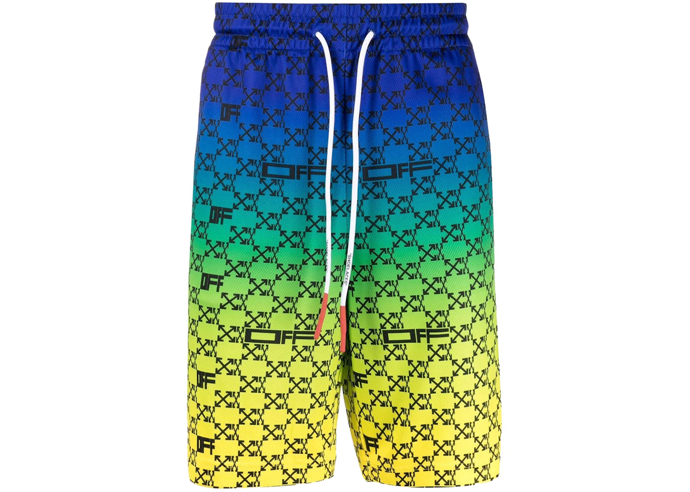 OFF-WHITE Iridescent All Over Arrows Monogram Shorts Blue/Yellow/Black