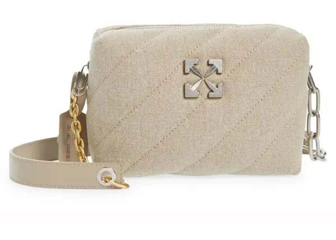 OFF-WHITE Jackhammer Linen Crossbody Beige