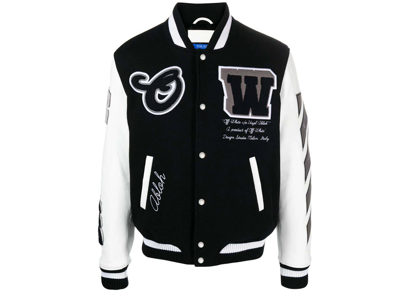 OFF-WHITE Lea Applique Varsity Jacket Black/White