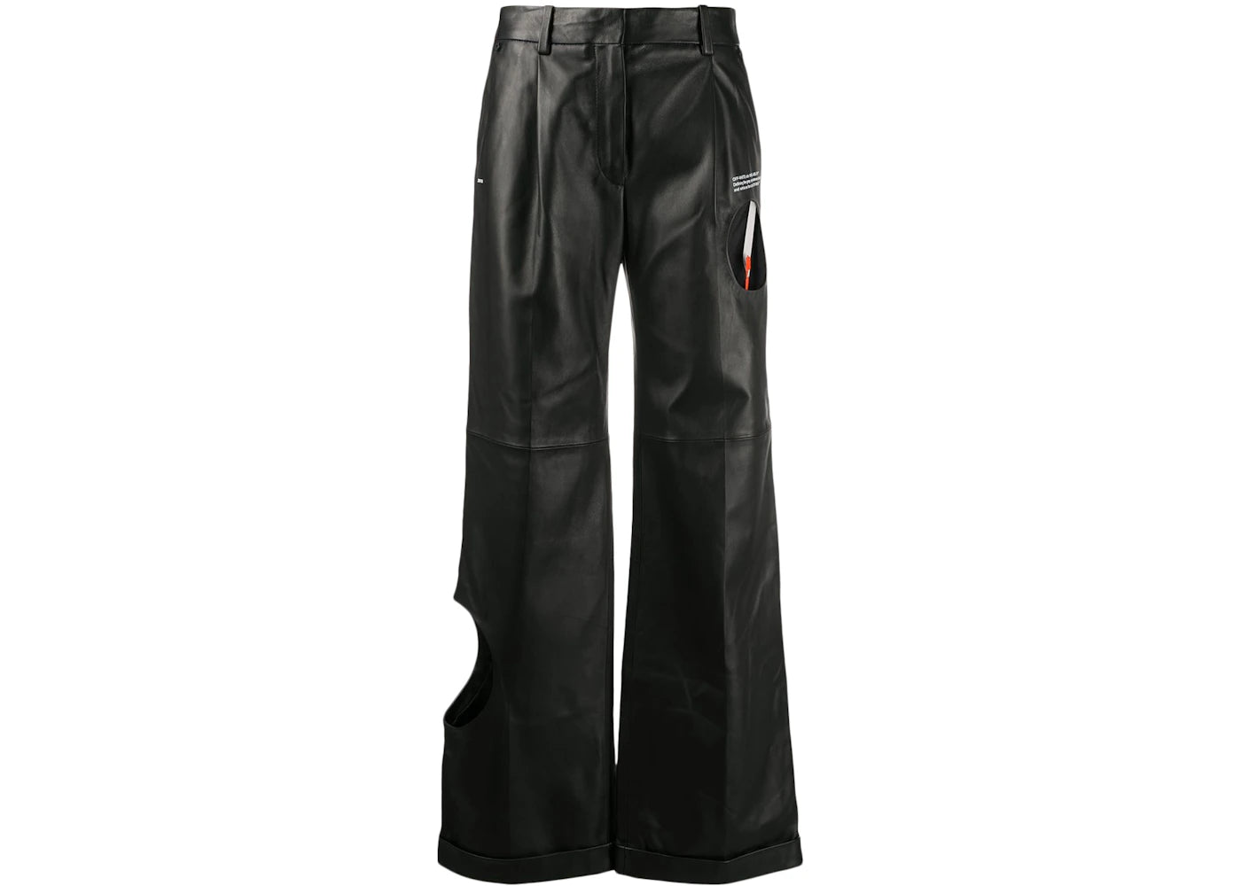 OFF-WHITE Leather Meteor Holes Formal Pants Black