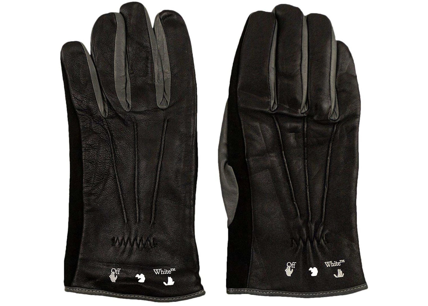 OFF-WHITE Leather Pivot Gloves Black