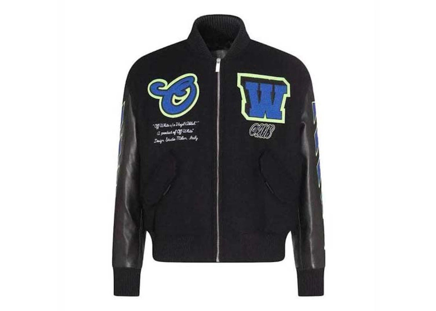 OFF-WHITE Logic Patch Varsity Jacket Black/Blue