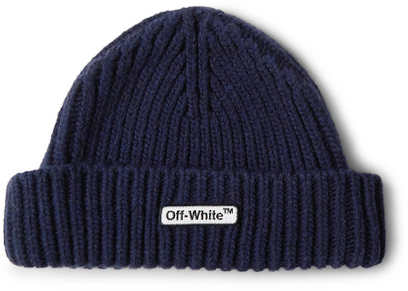 OFF-WHITE Logo Appliqued Ribbed Beanie Navy