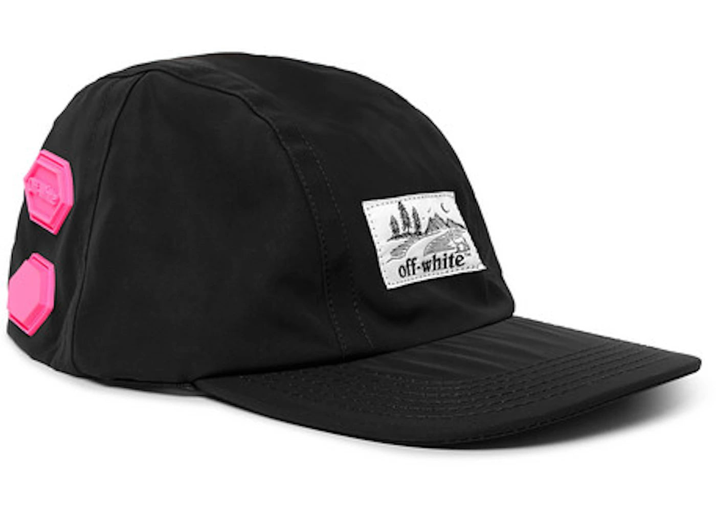 OFF-WHITE Logo Appliqued Shell Baseball Hat Black/Pink