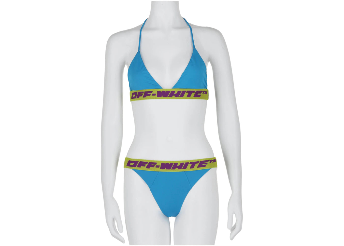 OFF-WHITE Logo Banded Bikini Set Blue