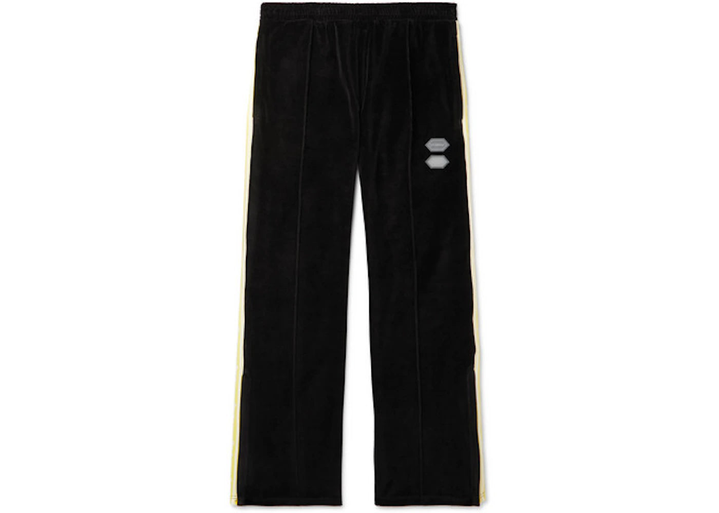 OFF-WHITE Logo Intarsia Cotton Blend Velour Sweatpants Black/Yellow