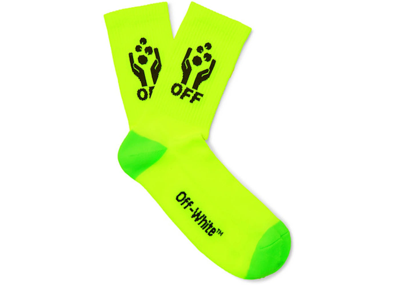 OFF-WHITE Logo Intarsia Stretch Knit Socks (SS19) Neon Yellow/Neon Green/Black