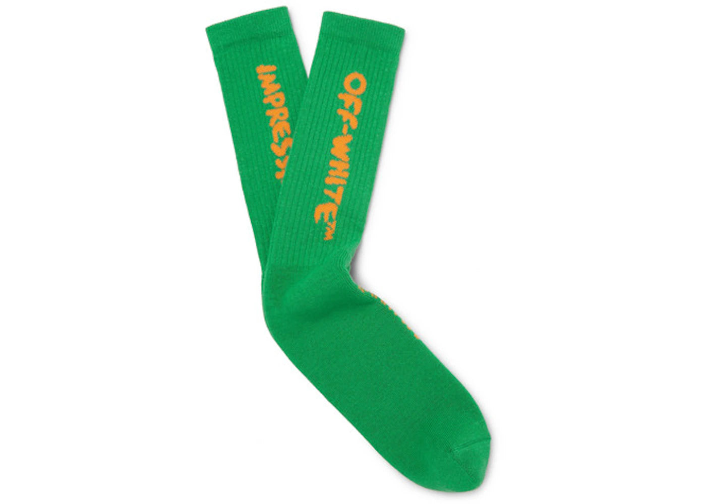 OFF-WHITE Logo Intarsia Stretch Socks (SS19) Green/Orange