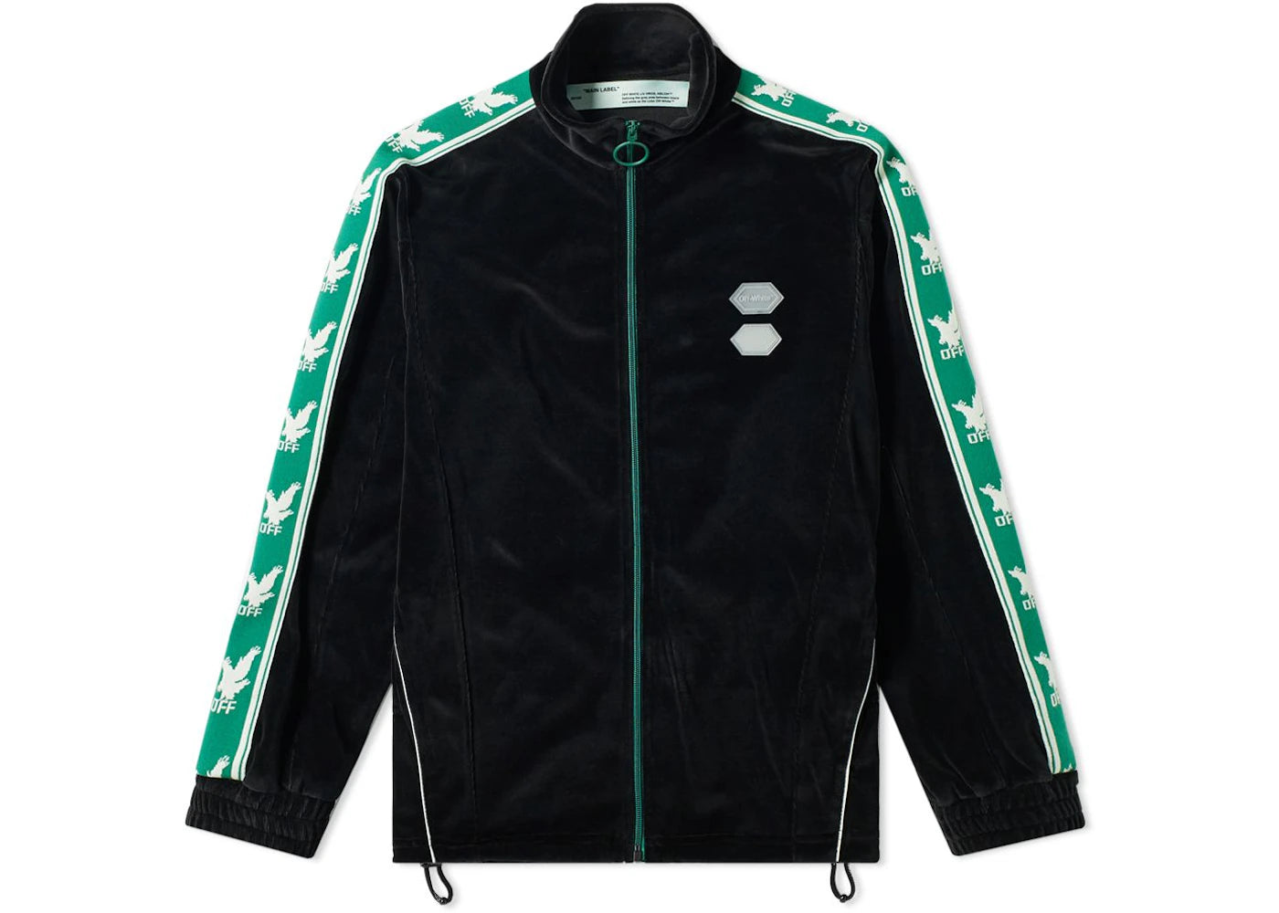 OFF-WHITE Logo Intarsia Velour Track Jacket Black/Green