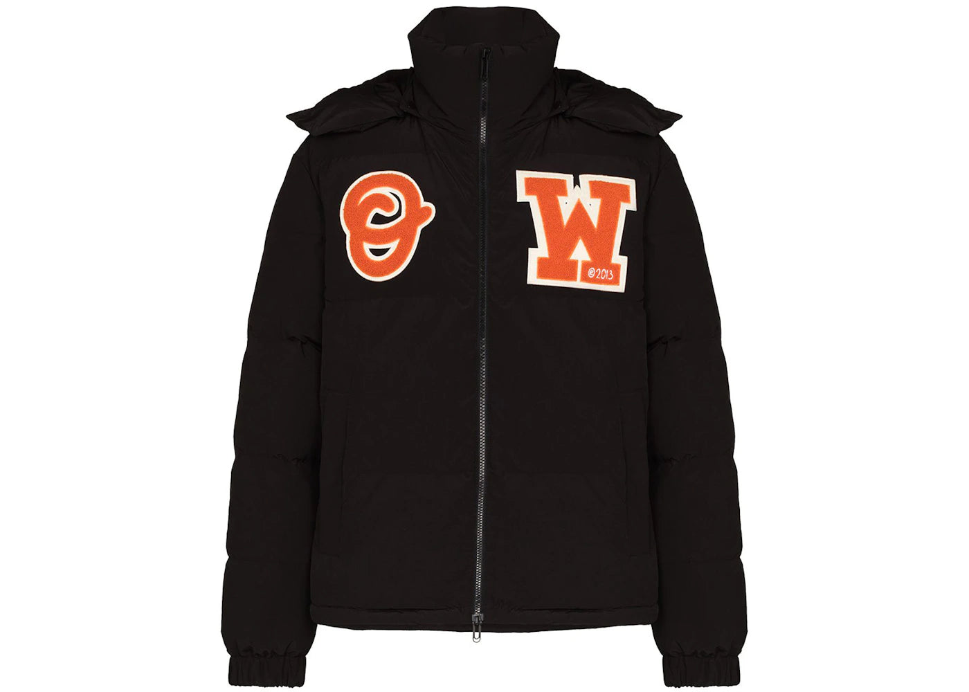 OFF-WHITE Logo Patch Puffer Jacket Black/Orange