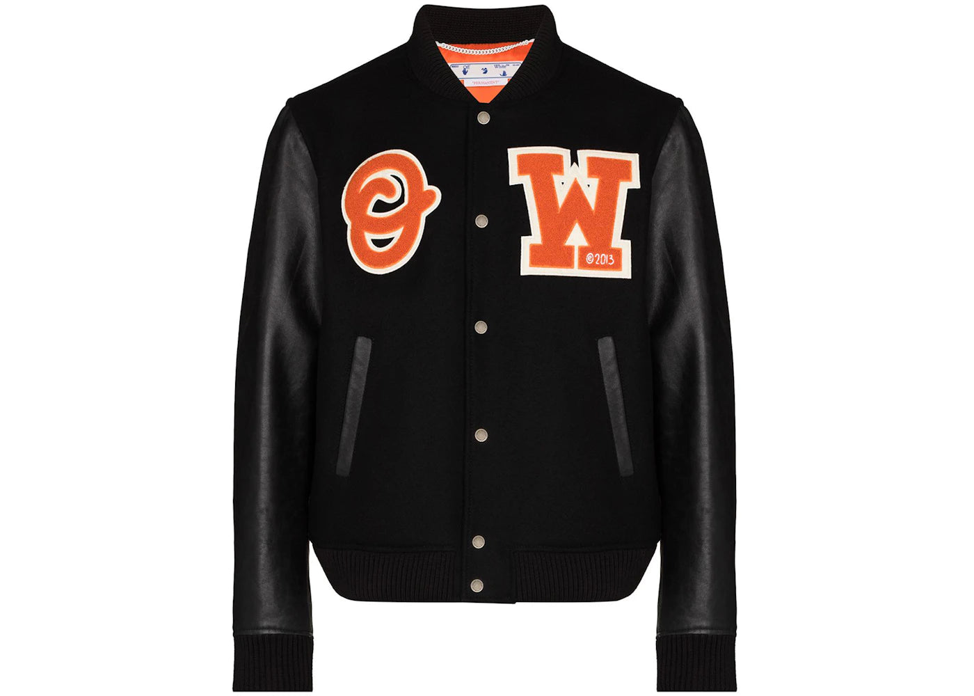 OFF-WHITE Logo Patch Varsity Jacket Black/Orange