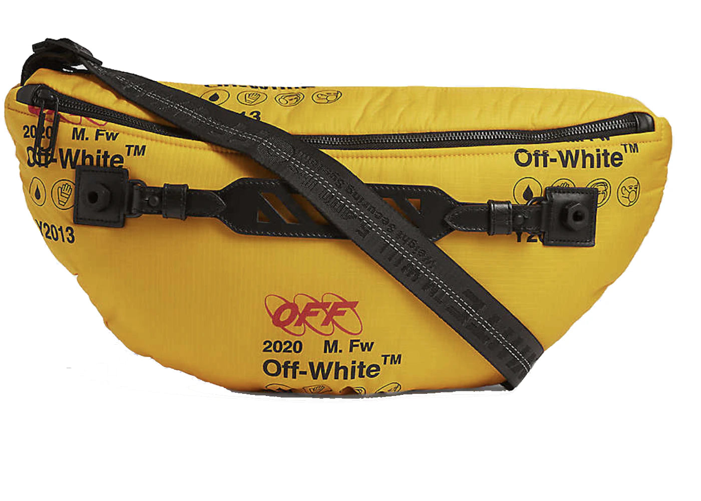 OFF-WHITE Logo-Print Belt Bag Industrial Strap Yellow