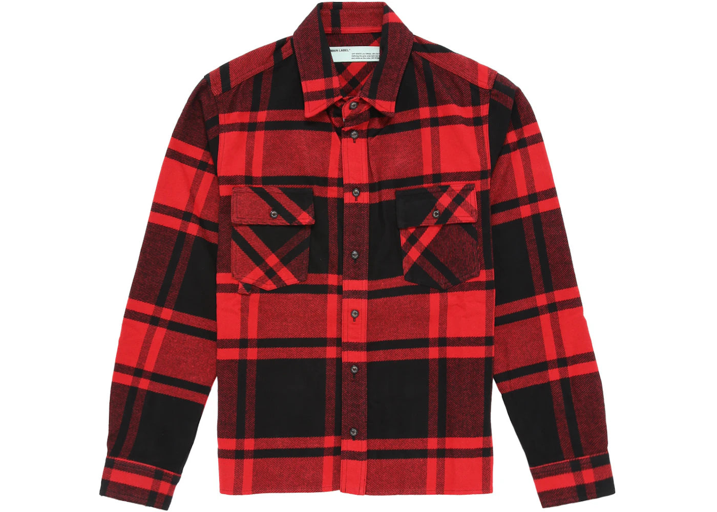 OFF-WHITE Logo Print Checkered Flannel Overshirt Red/Black