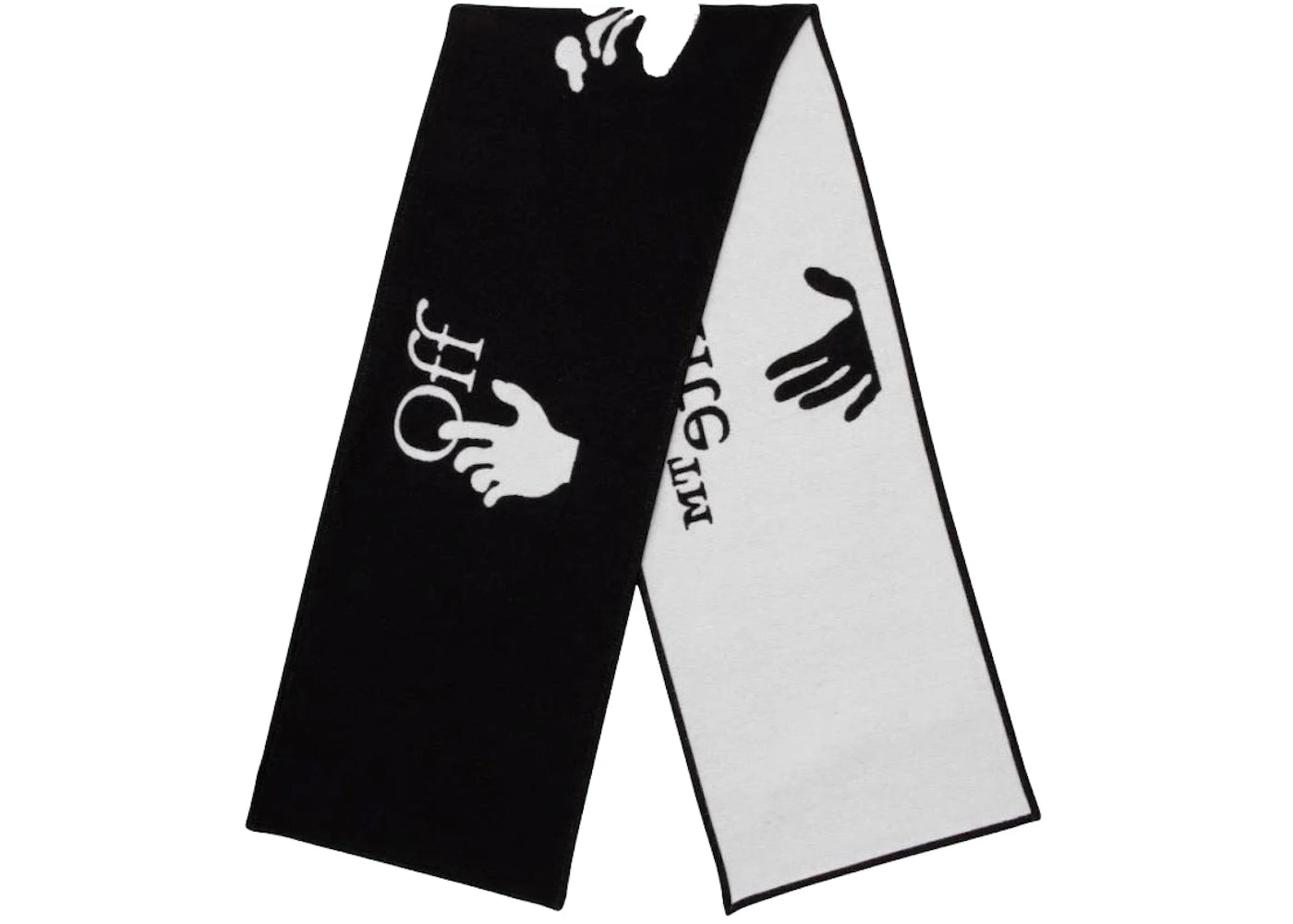 OFF-WHITE Logo-Print Knitted Wool Blend Scarf Black/White