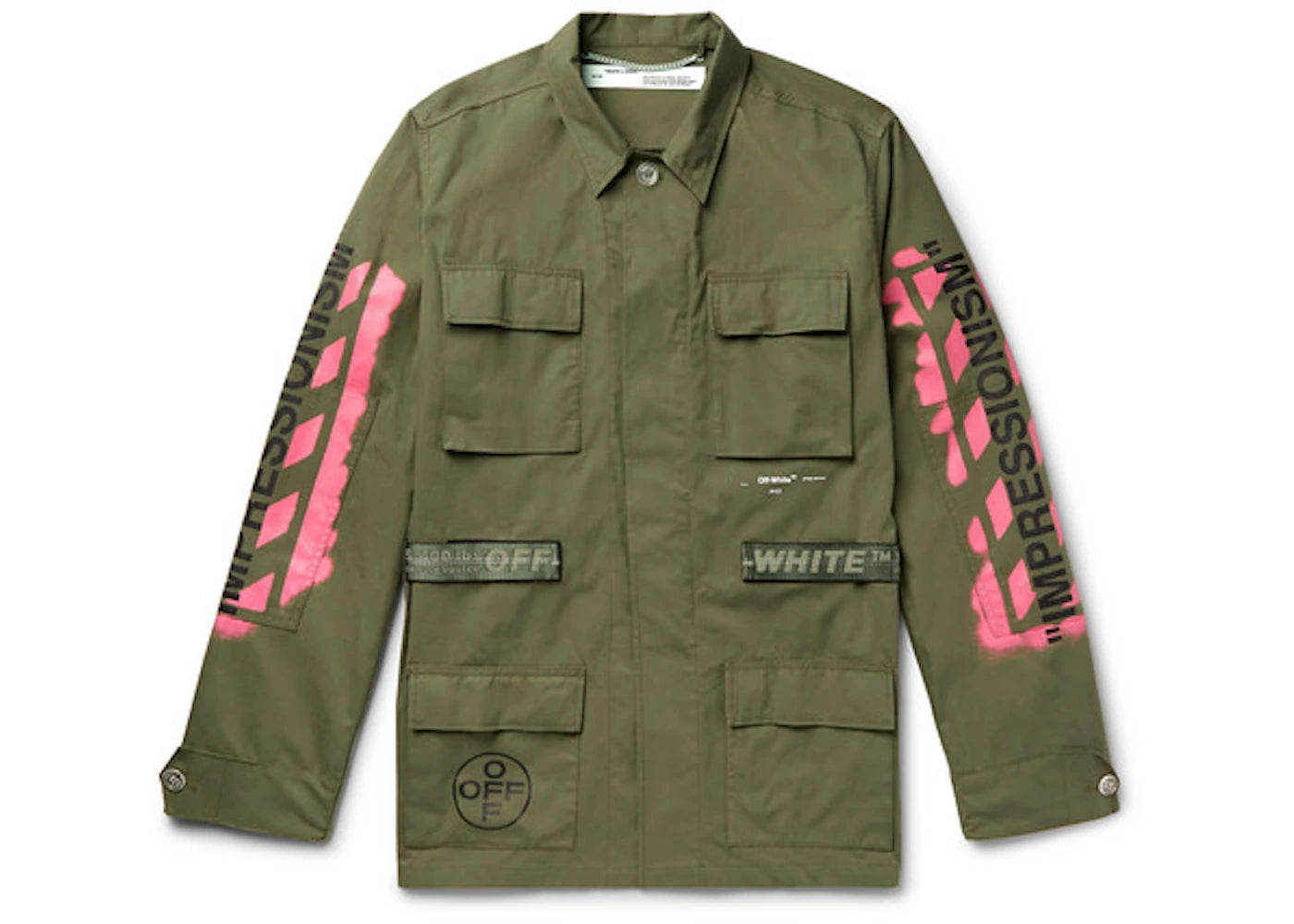 OFF-WHITE Logo Print Military Field Jacket Green