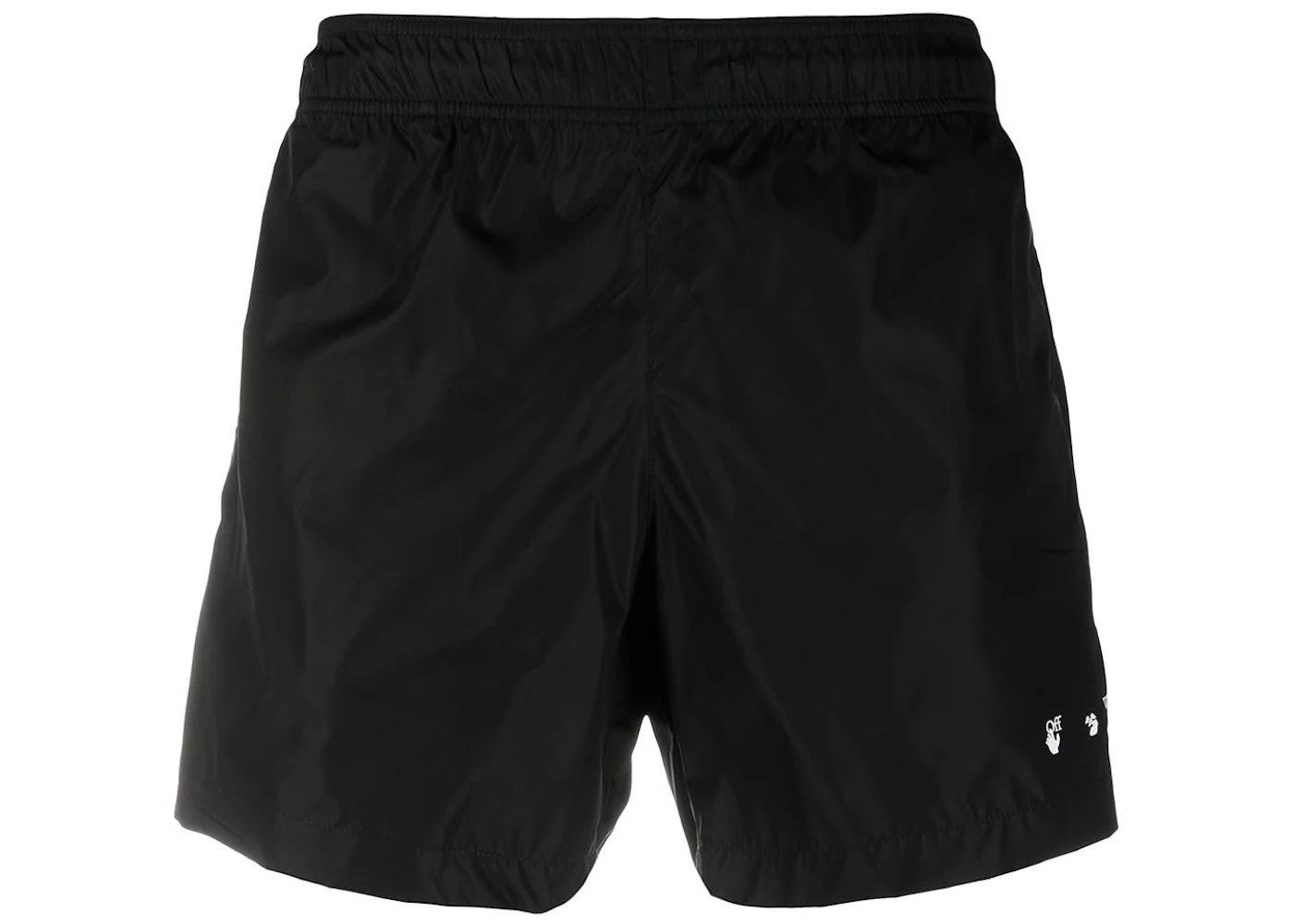 OFF-WHITE Logo Print Quote Motif Swim Shorts Black