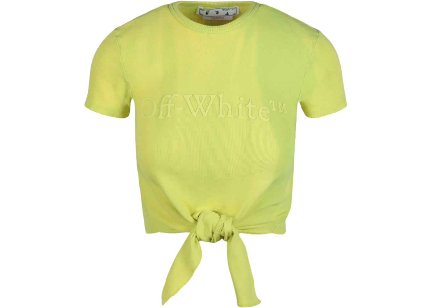 OFF-WHITE Logo Rib Knotted Crop Green