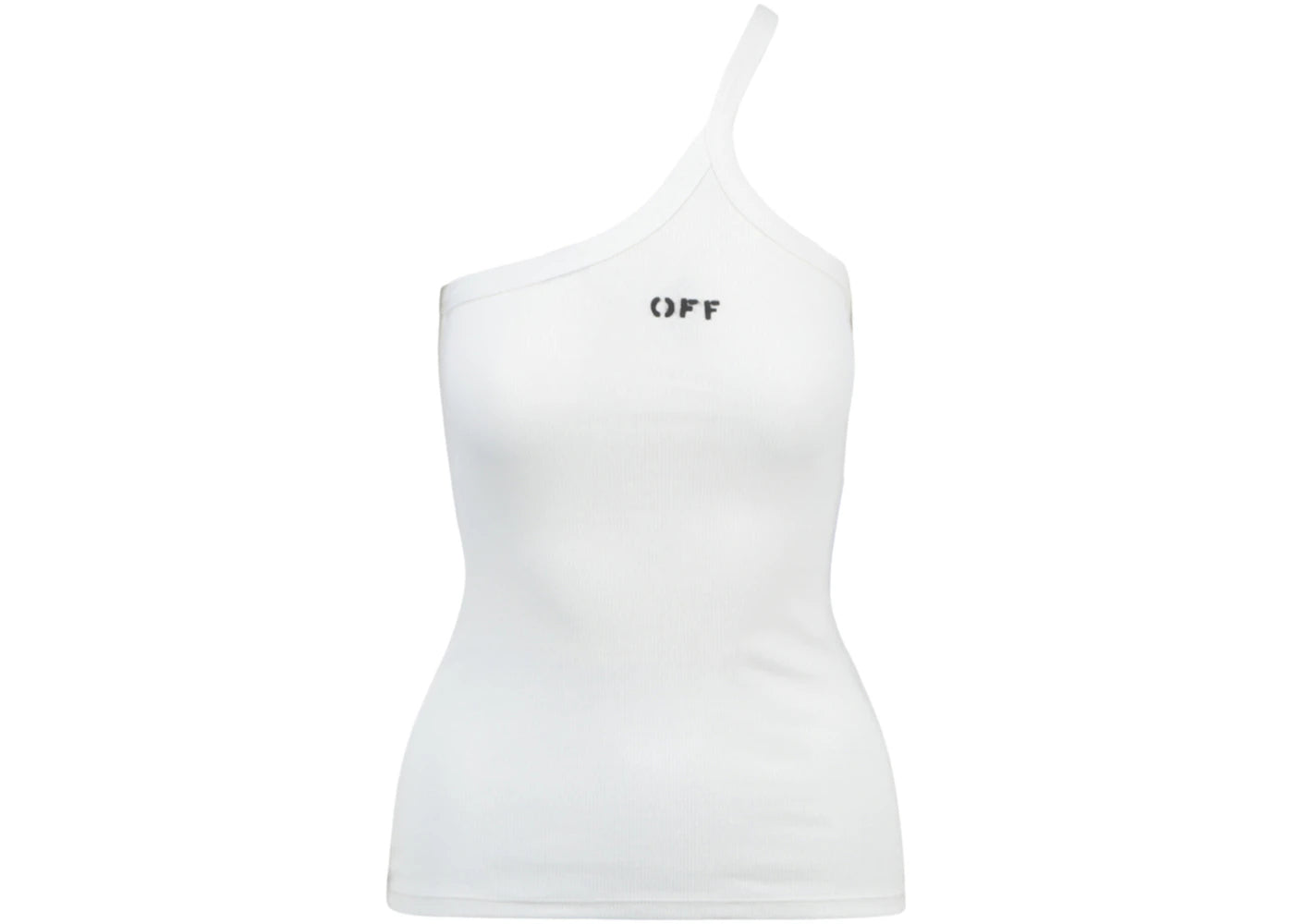 OFF-WHITE Logo Stamped Ribbed Asymmetric Tank White